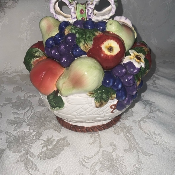 Vintage 1970’s Ceramic Colorful Fruit Basket Cookie Jar - Picture 8 of 9